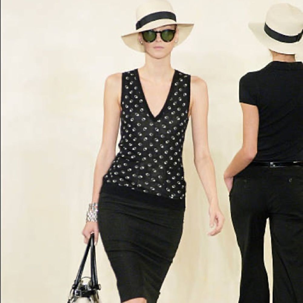 Ralph Lauren Spring *07 Black & Cream Cashmere Blend 3D Cube V-Neck Sweater Vest - Picture 8 of 17